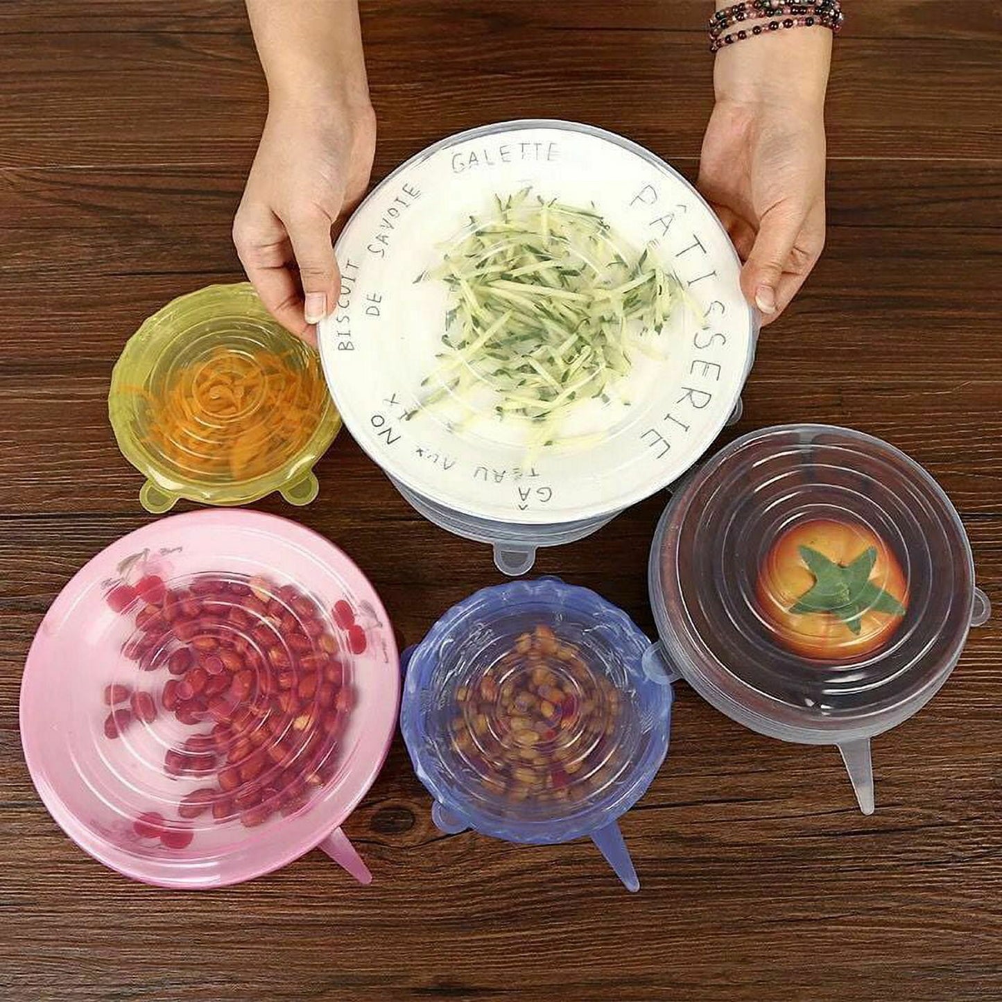 Universal Silicone Stretch Lids – Reusable Food Storage Covers (6 Pack)