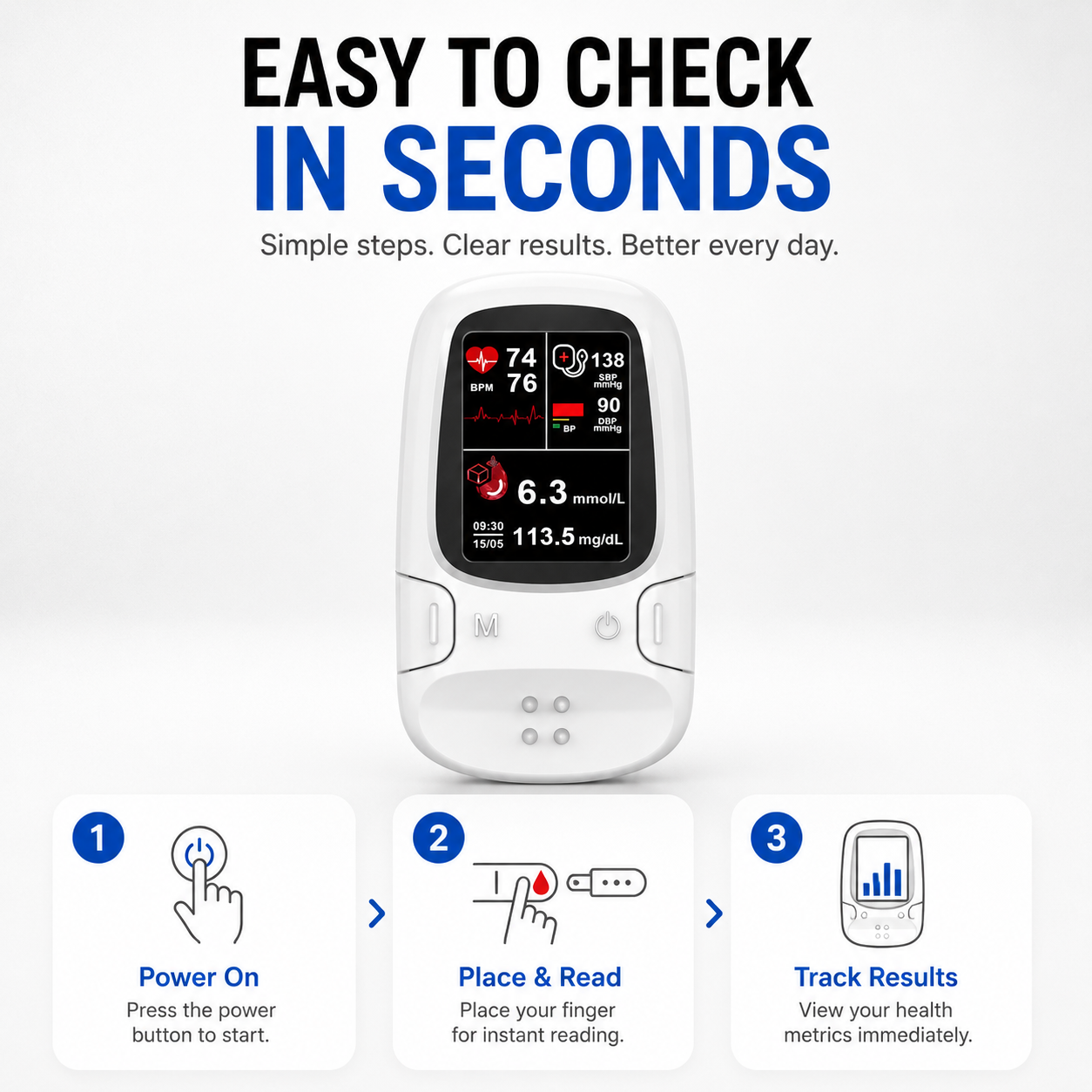 Gloraque Smart Health Monitor™ – Multi-Function Wellness Tracker For Everyday Care