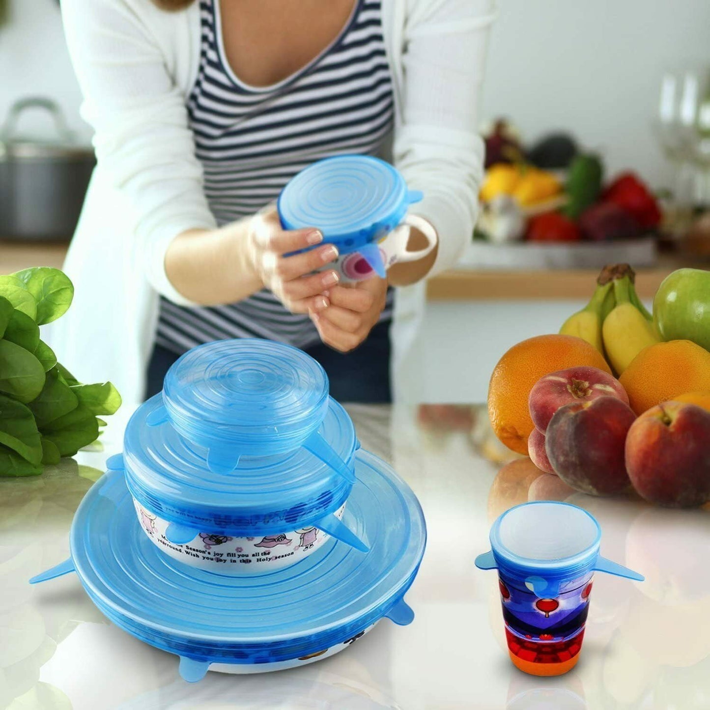Universal Silicone Stretch Lids – Reusable Food Storage Covers (6 Pack)