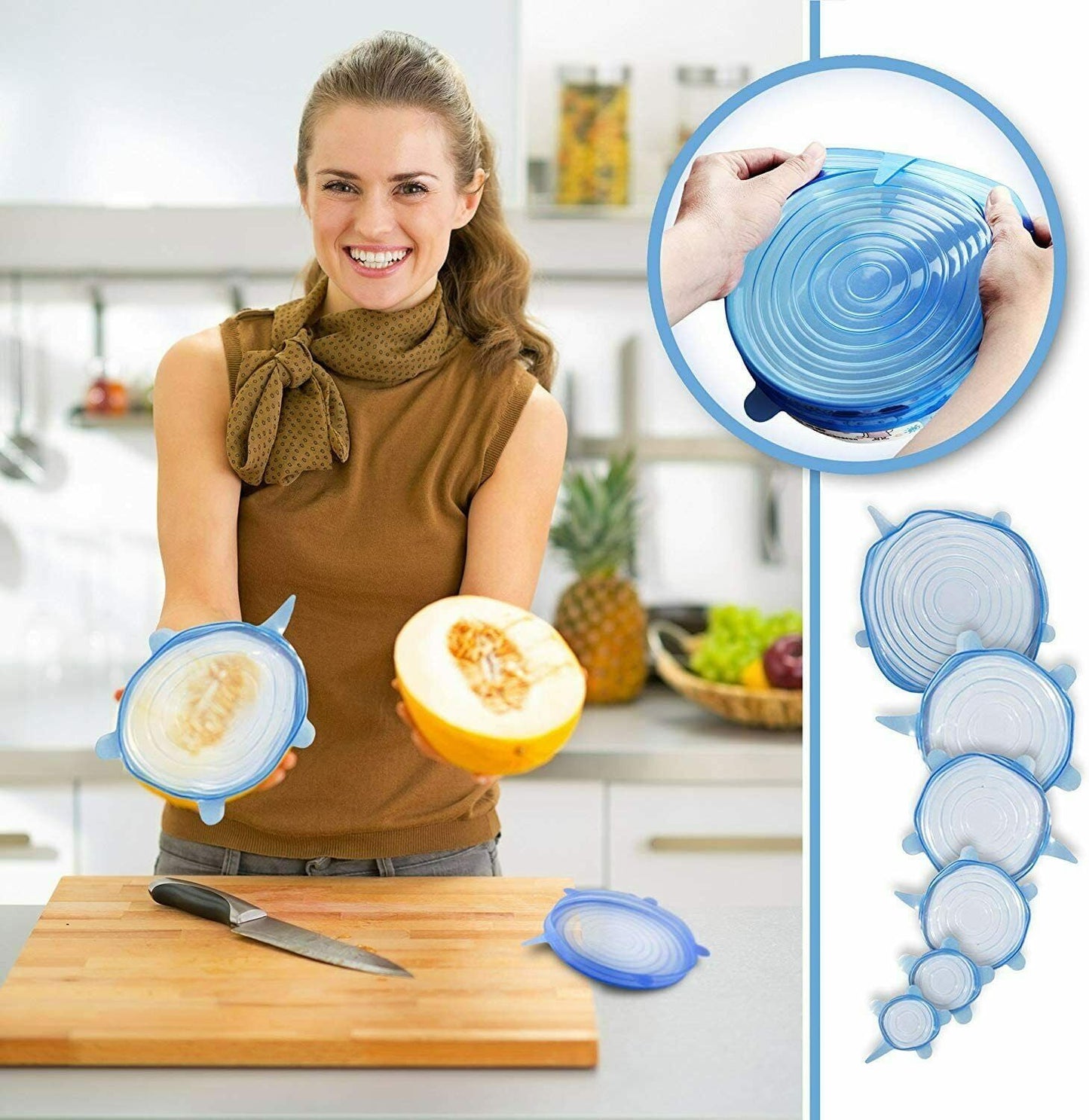 Universal Silicone Stretch Lids – Reusable Food Storage Covers (6 Pack)