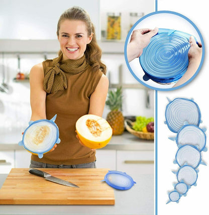 Universal Silicone Stretch Lids – Reusable Food Storage Covers (6 Pack)