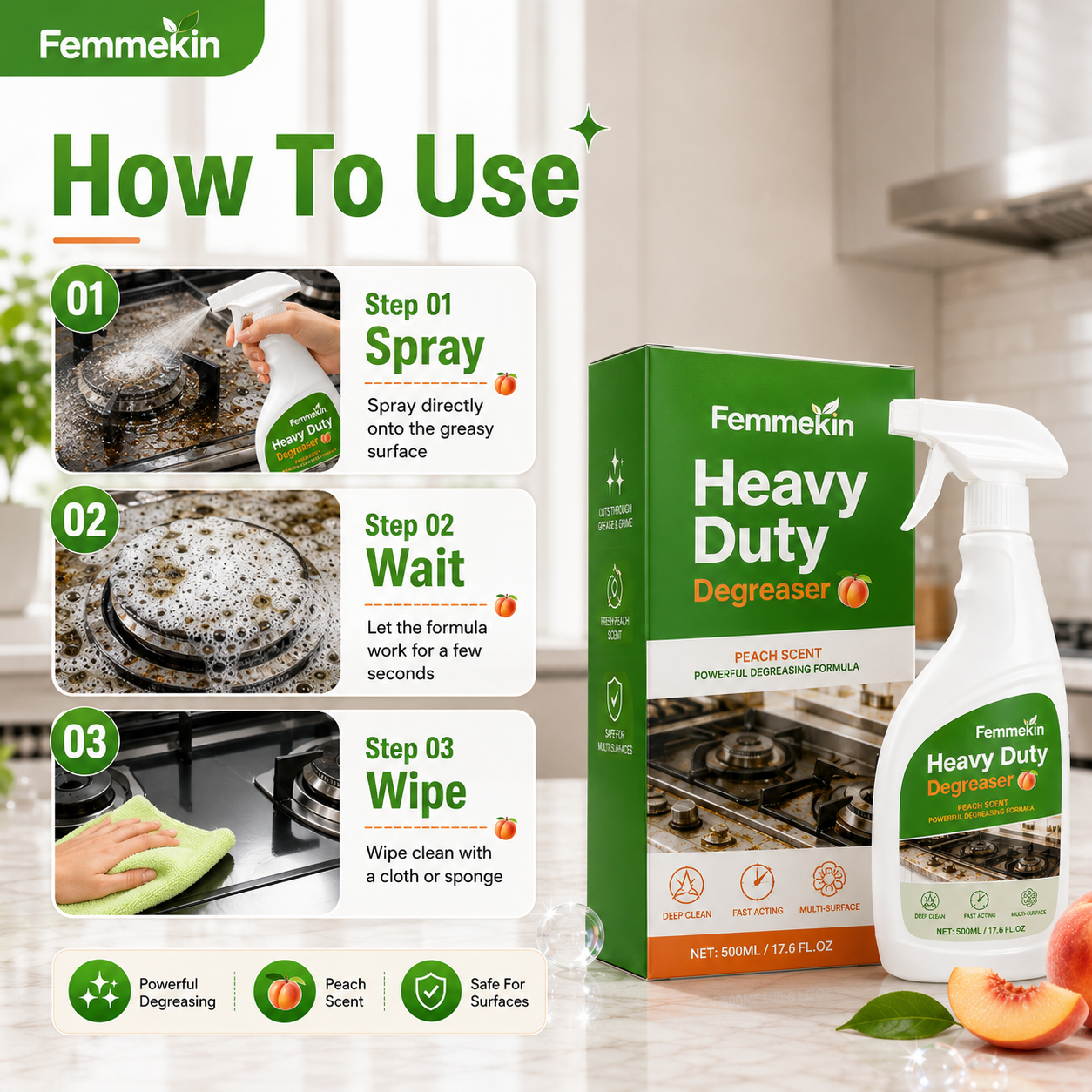 🏆Femmekin Heavy Duty Kitchen Degreaser Spray