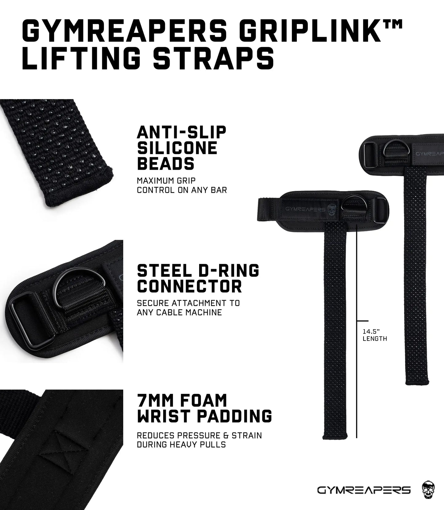 Cushioned Anti-Slip Lifting Straps for Weight Training
