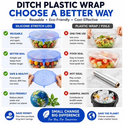 Universal Silicone Stretch Lids – Reusable Food Storage Covers (6 Pack)