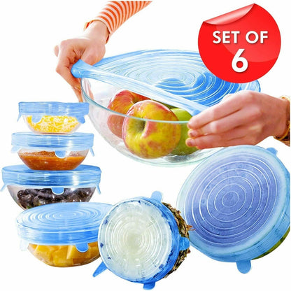 Universal Silicone Stretch Lids – Reusable Food Storage Covers (6 Pack)