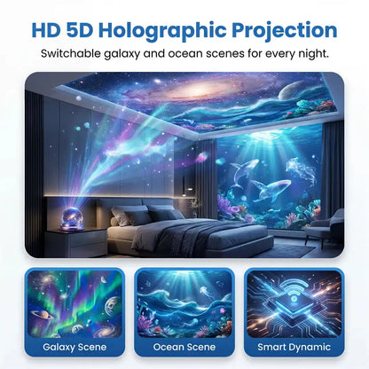🔮5-in-1 Galaxy Star Projector – Ocean Wave Night Light for Bedroom