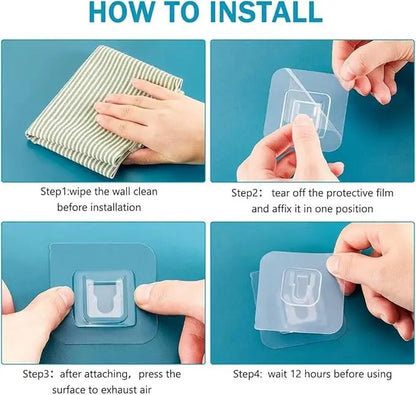 Clear Interlocking Adhesive Wall Hooks