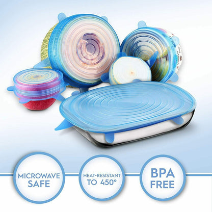 Universal Silicone Stretch Lids – Reusable Food Storage Covers (6 Pack)