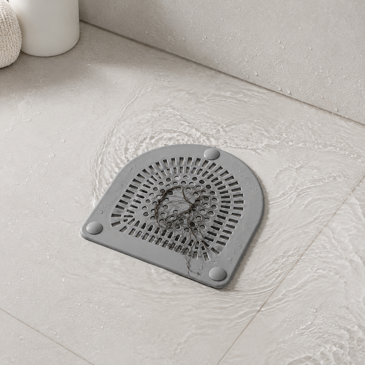 Flexible Silicone Shower Drain Hair Catcher with Suction Cups