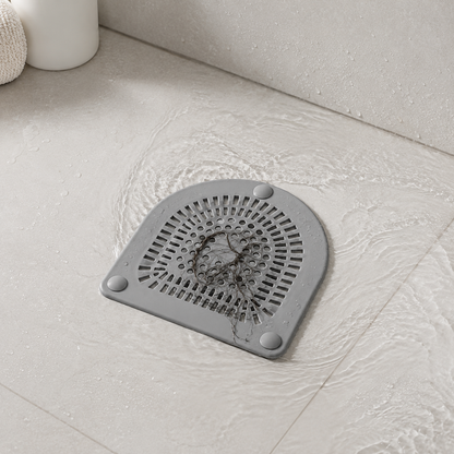 Flexible Silicone Shower Drain Hair Catcher with Suction Cups