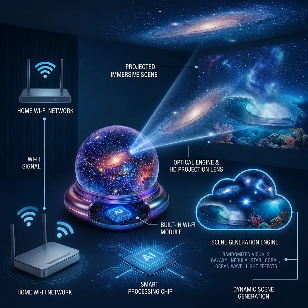 🔮5-in-1 Galaxy Star Projector – Ocean Wave Night Light for Bedroom